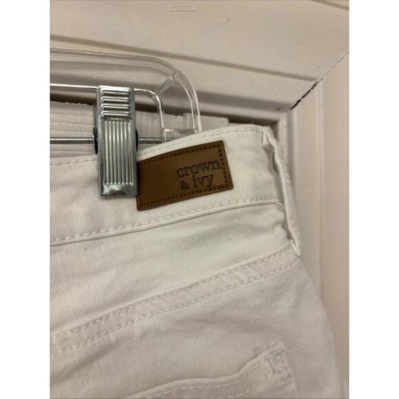 Crown & Ivy Shorts Women's 14 Beige White Denim Scalloped Stretch 37x3.5 - Picture 8 of 9